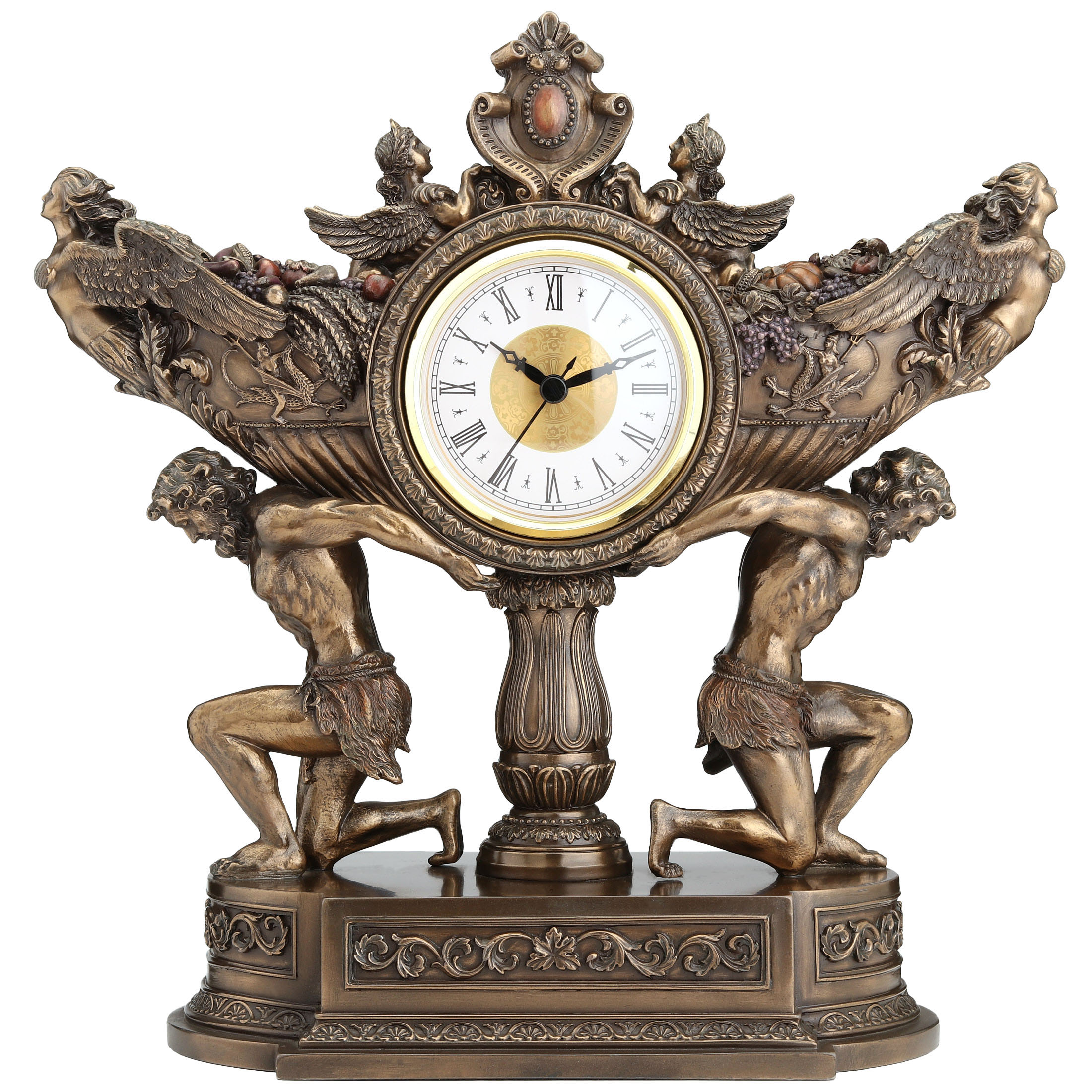 STRONG MEN CARRYING VESSEL OF HARVEST CLOCK