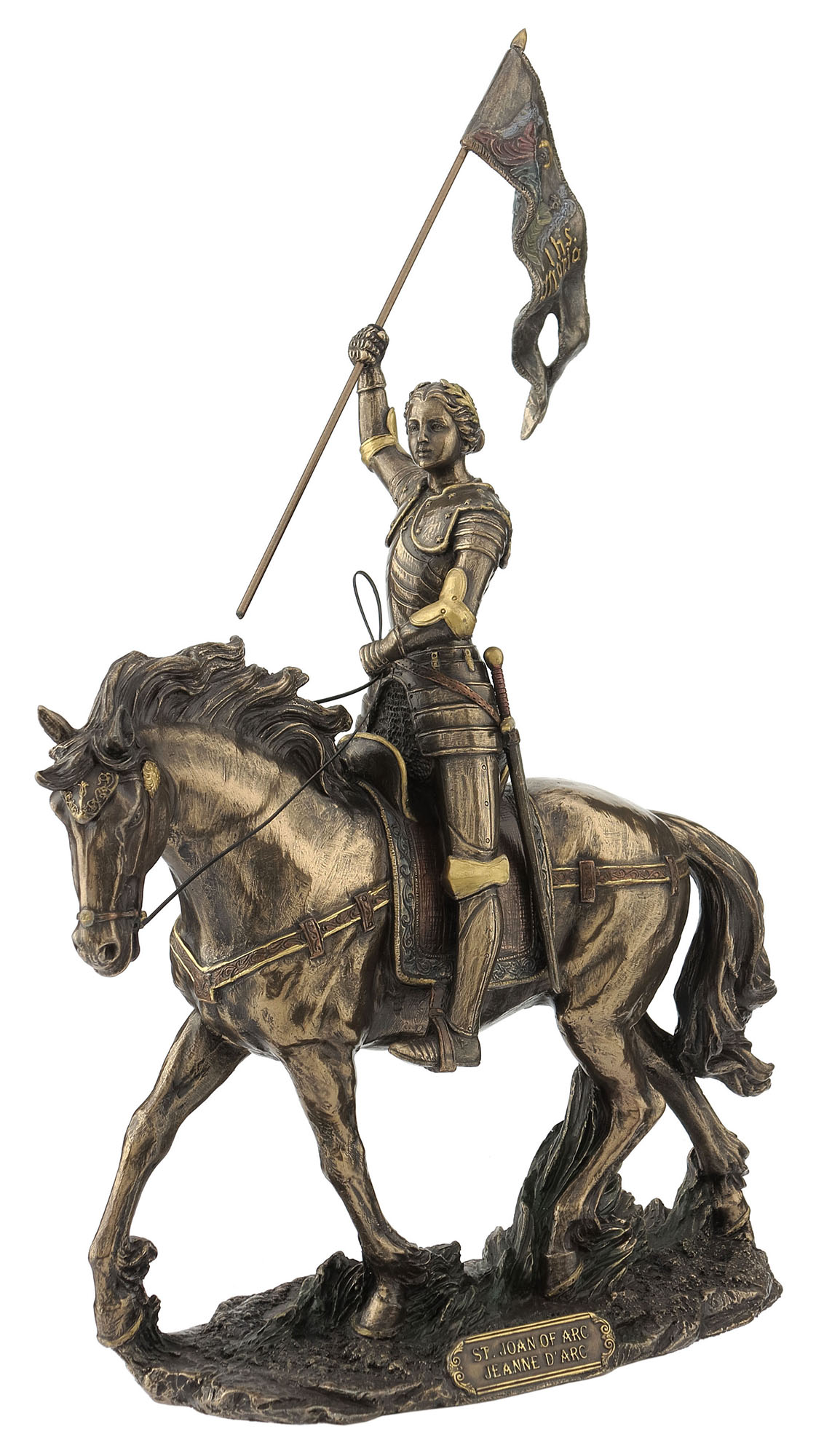 JOAN OF ARC ON HORSE BACK WITH FLAG