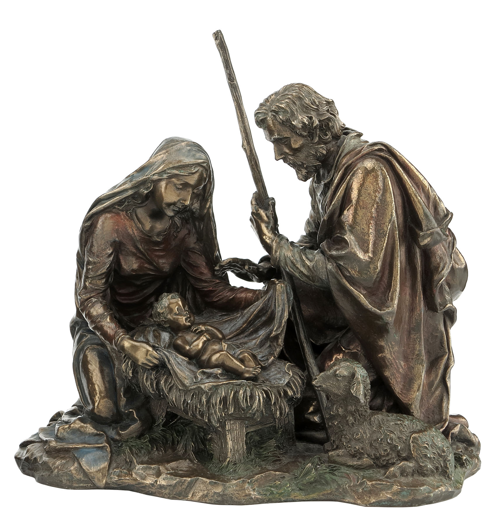 NATIVITY - BABY JESUS, MARYAND JOSEPH WITH LAMB