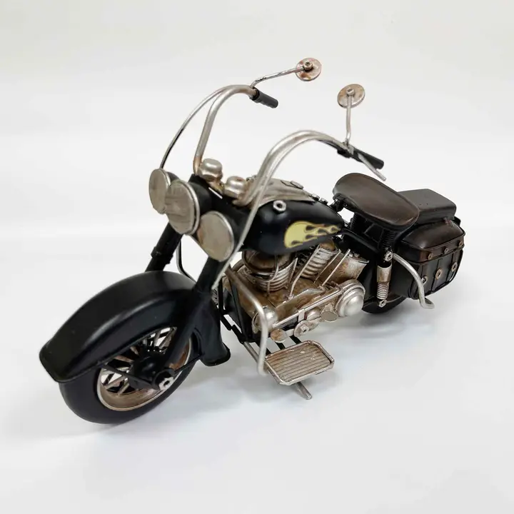 Black Motorcycle with Saddle Bag Metal Model