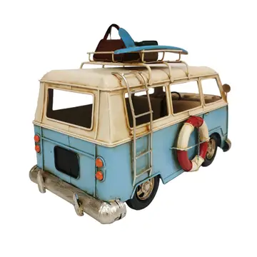Large Vw Blue Bus Metal Decor