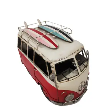 Vintage Red Vw Bus Metal Model