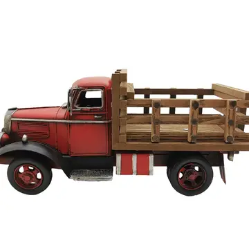 Red Vintage Farm Truck Metal Model