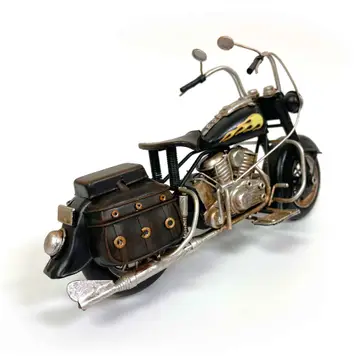 Black Motorcycle with Saddle Bag Metal Model