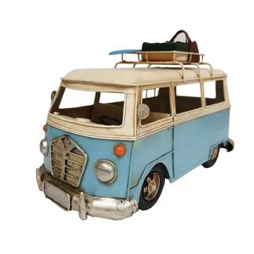 Large Vw Blue Bus Metal Decor
