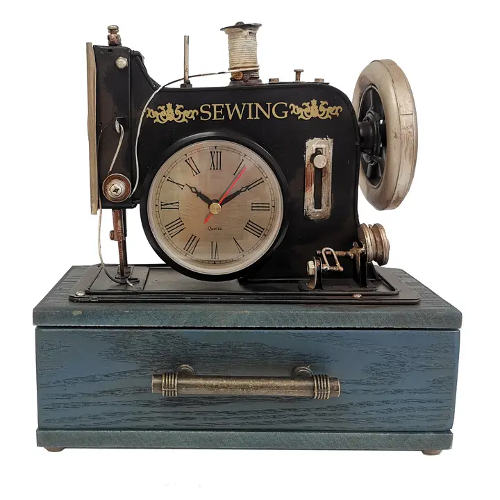 Sewing Machine Clock with Drawer