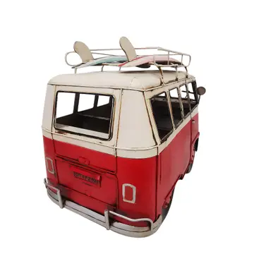 Vintage Red Vw Bus Metal Model