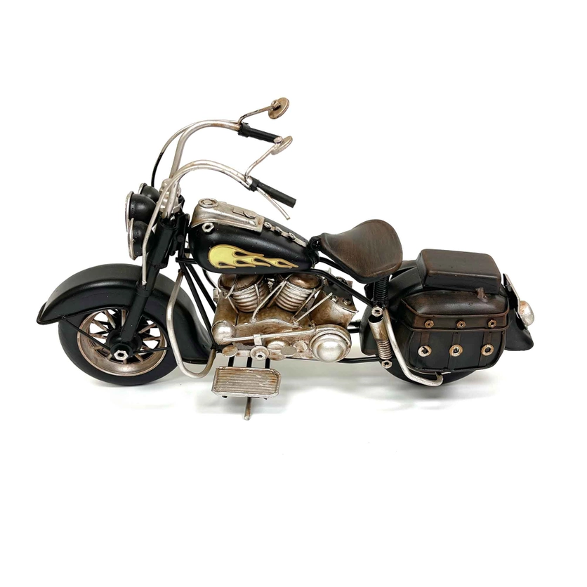 Black Motorcycle with Saddle Bag Metal Model