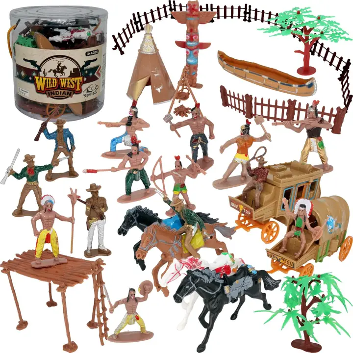 Cowboys & Indians Figures Play Set 55 Pieces