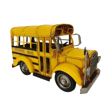 Metal Model School Bus Decor