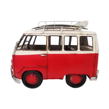 Vintage Red Vw Bus Metal Model