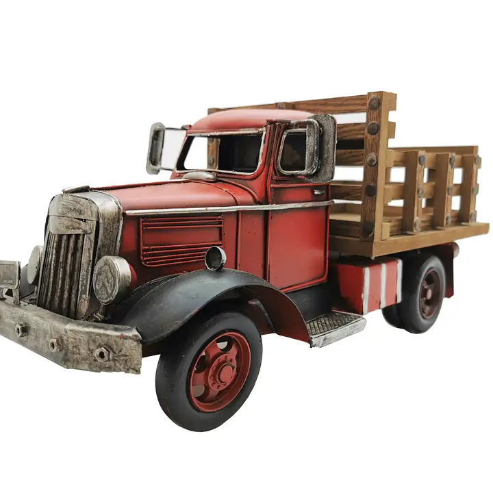 Red Vintage Farm Truck Metal Model