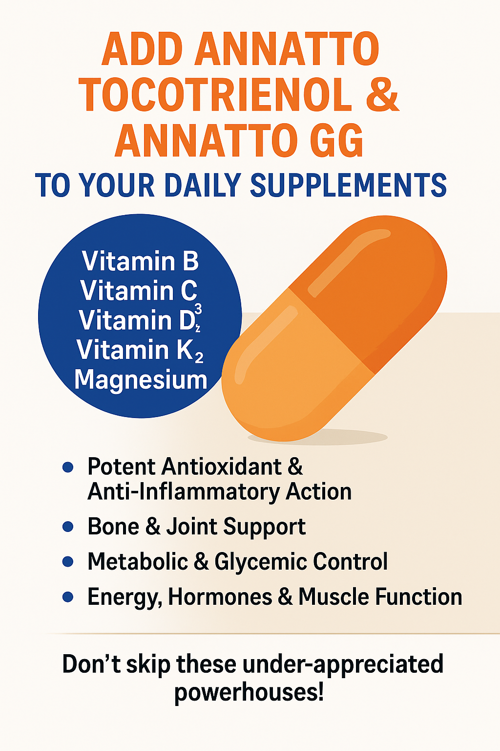 Eannatto® 150+ Vitamin E Tocotrienols containing  150 mg of pure DeltaGold® & 75 mg of pure GG-Gold® derived from annatto