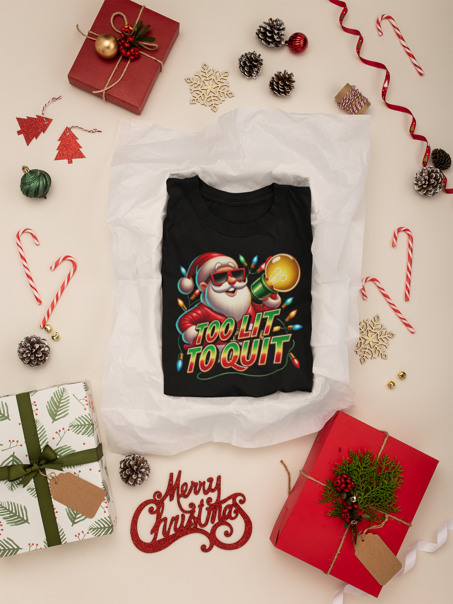 Santa 'Too Lit To Quit' T-Shirt