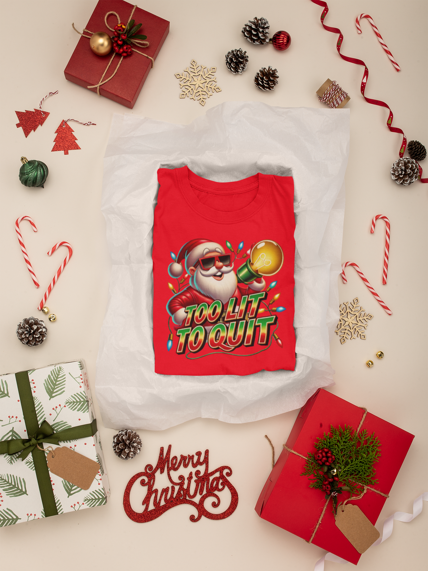 Santa 'Too Lit To Quit' T-Shirt