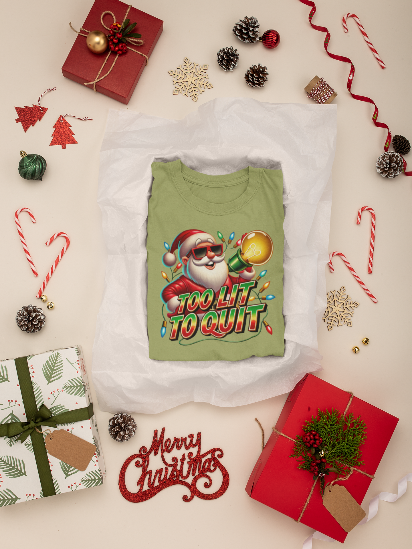 Santa 'Too Lit To Quit' T-Shirt