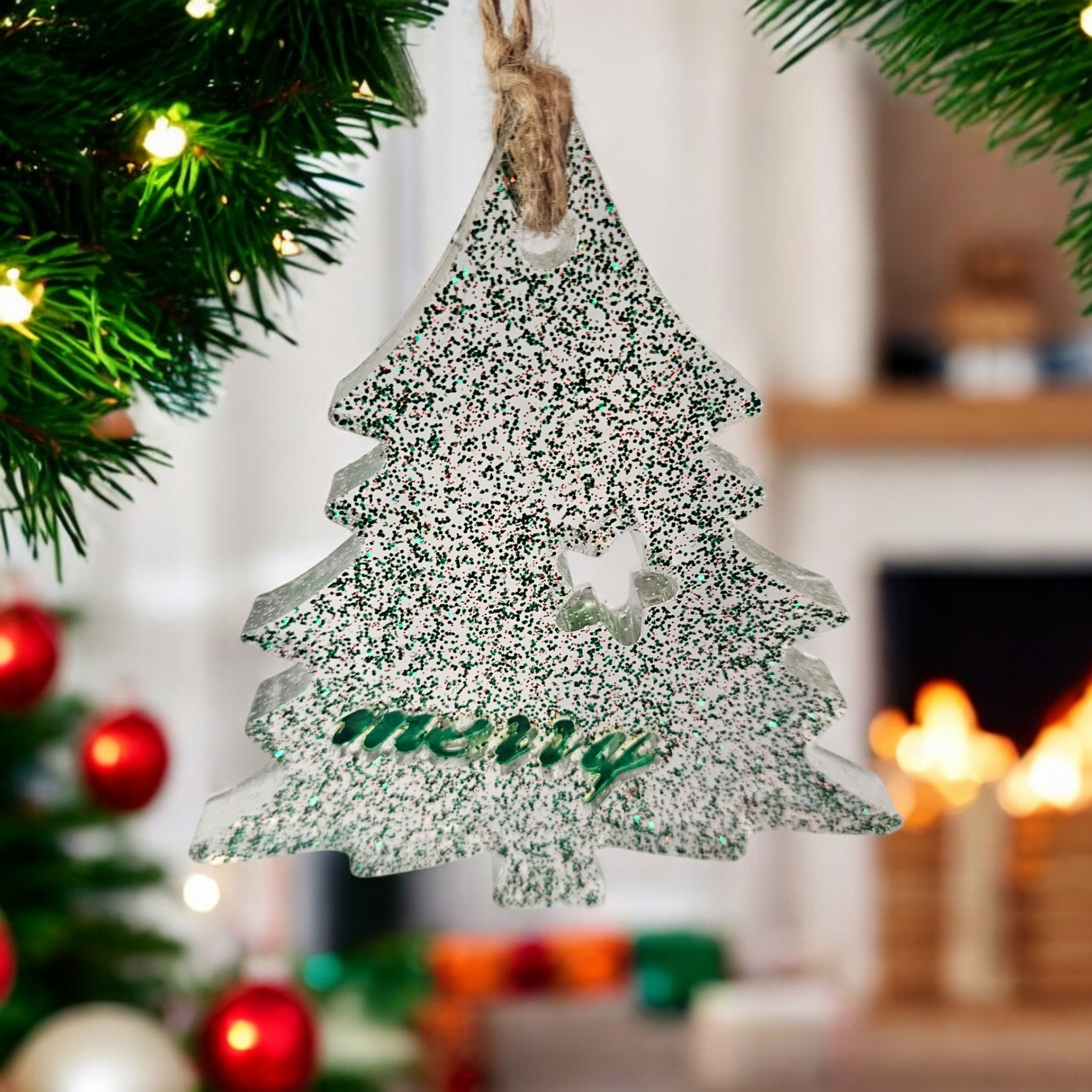 Acrylic with Glitter Christmas Tree Ornament