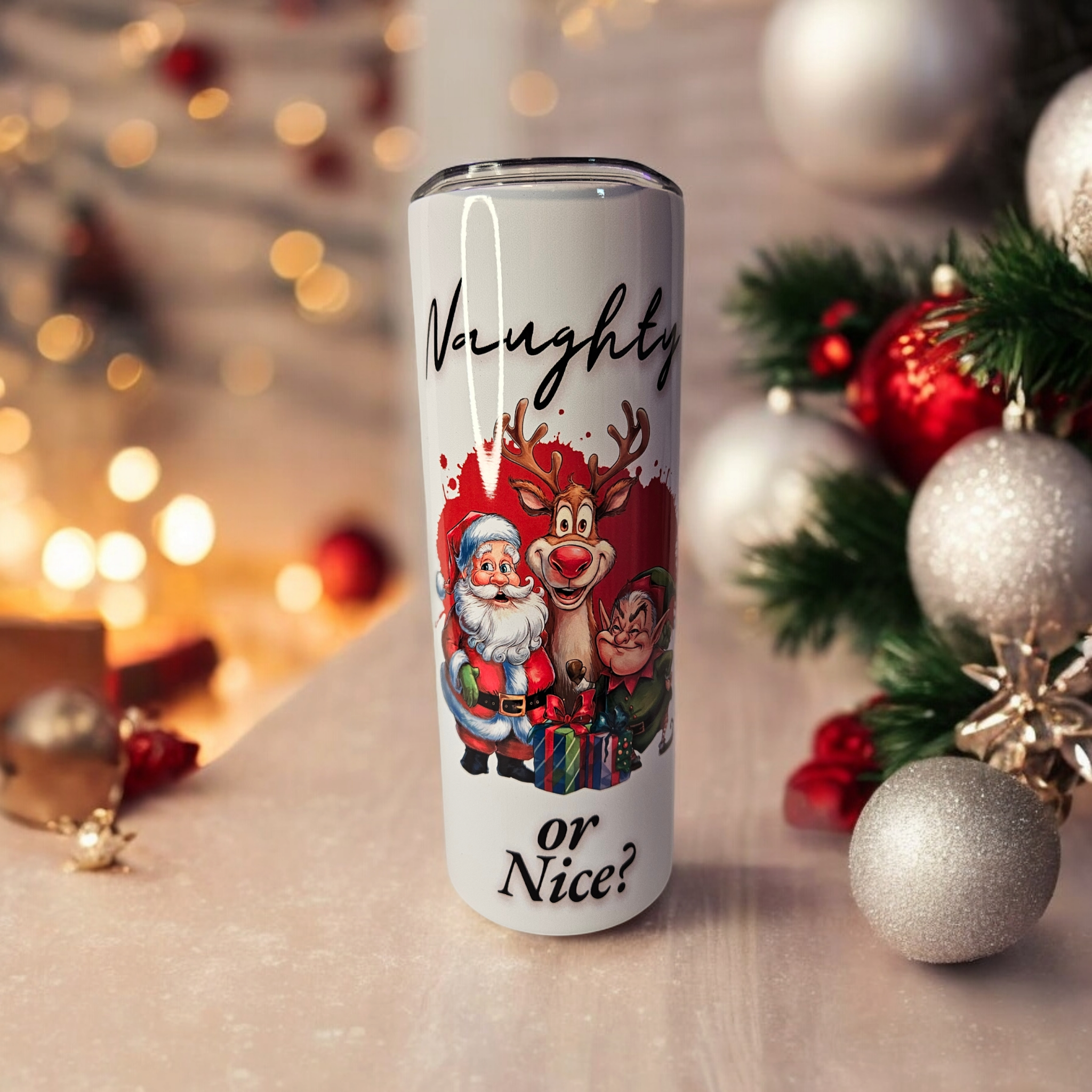Christmas-Themed Stainless Steel Tumbler