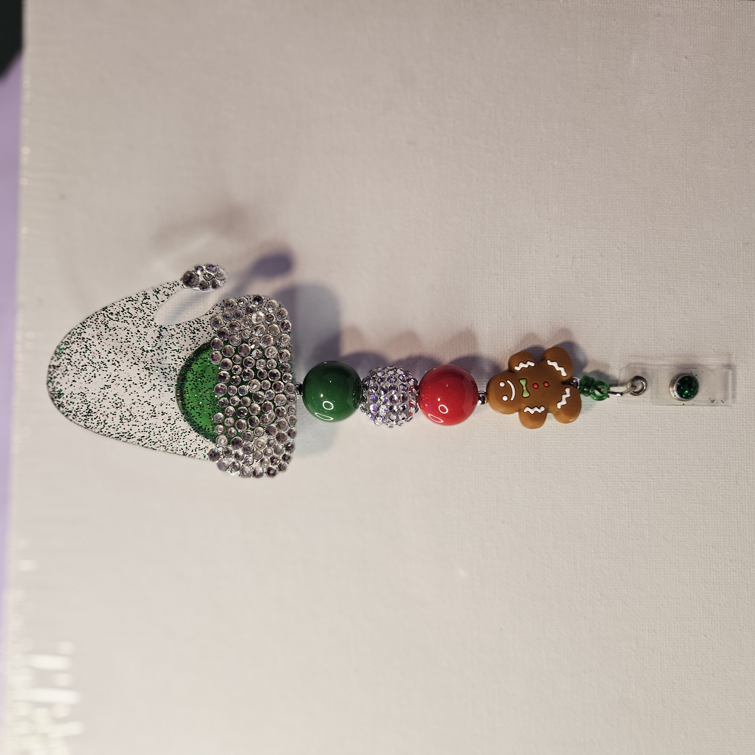 Festive Santa Hat badge with bling and acrylic bubble gum beads