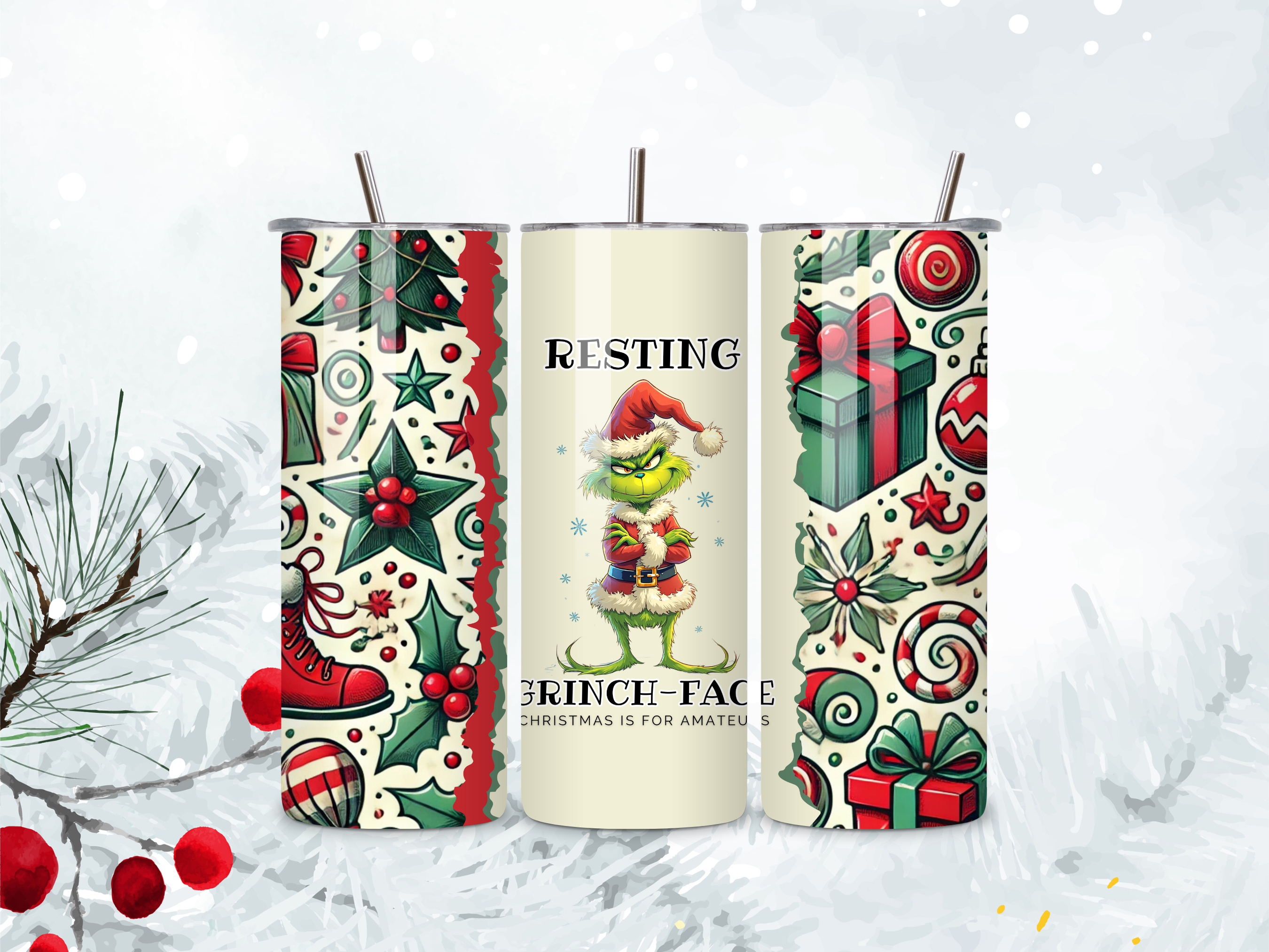 Christmas Grinch Themed Tumbler