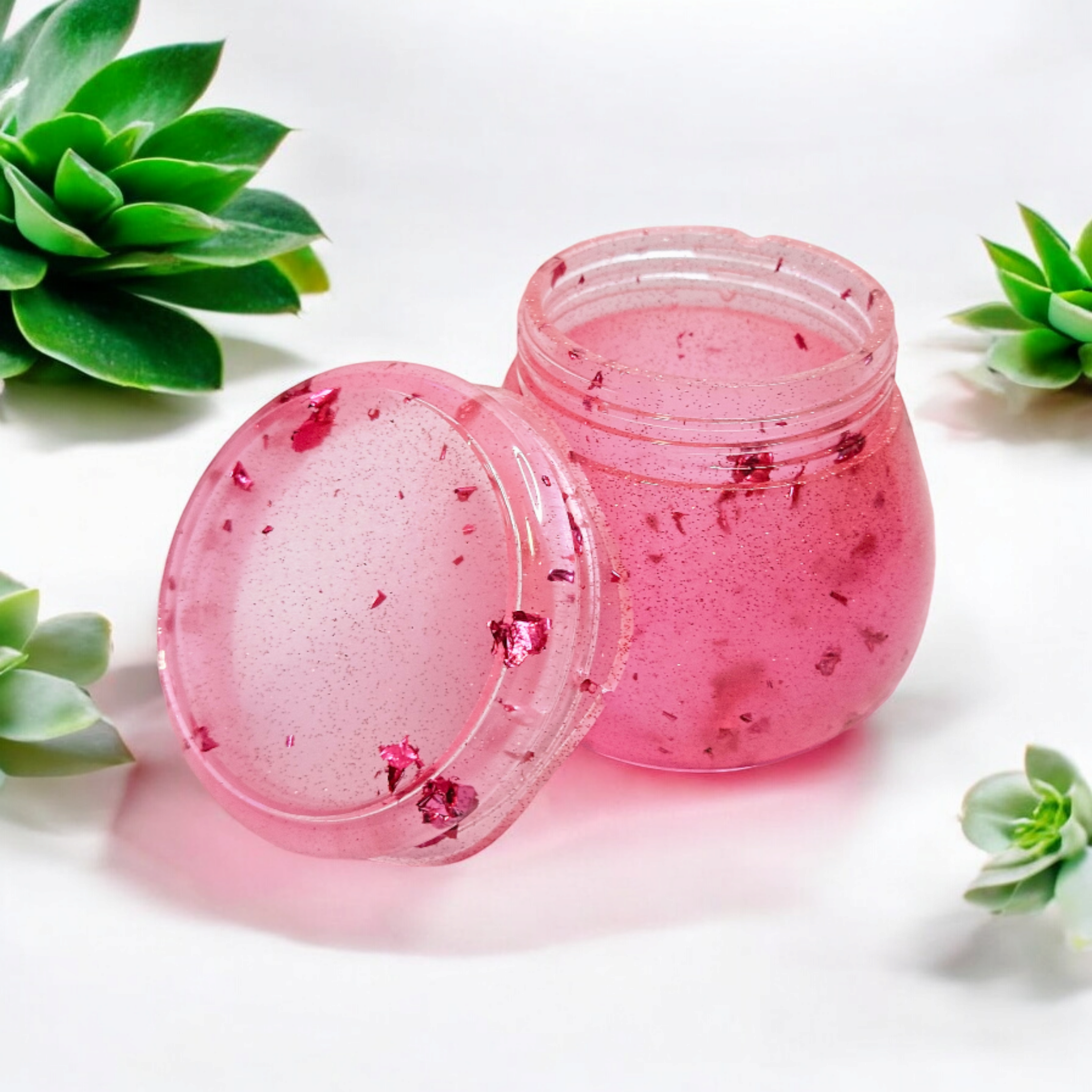 Pink Decorative Acrylic Hand Made Jar with Tray