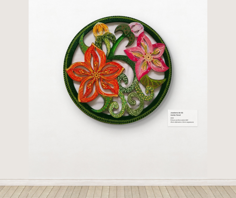 Quadro Decorativo "Verão Floral" - Flores em Pontilhismo sobre MDF - 45cm