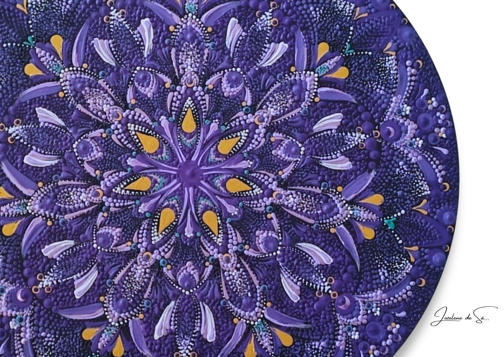 Mandala em Pontilhismo - Elevação e Prosperidade | 34,5cm | Pintura Acrílica Única