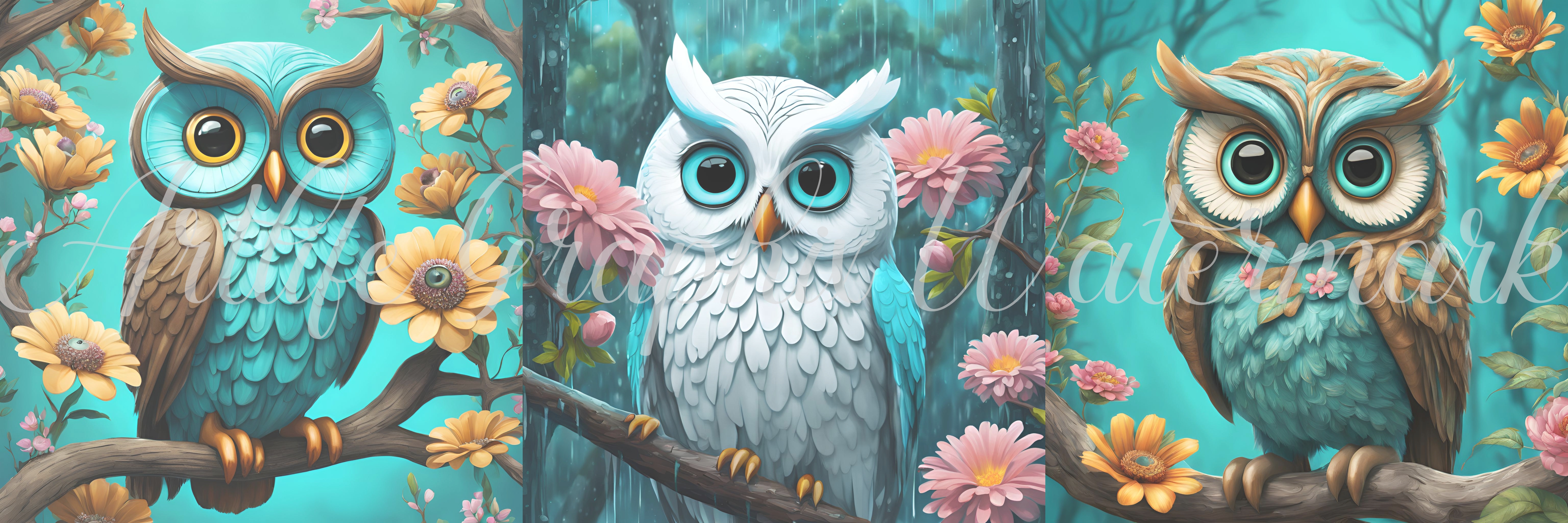 Three Owls - 02 - Wall Art- Printable / Digital Download 60 x 20