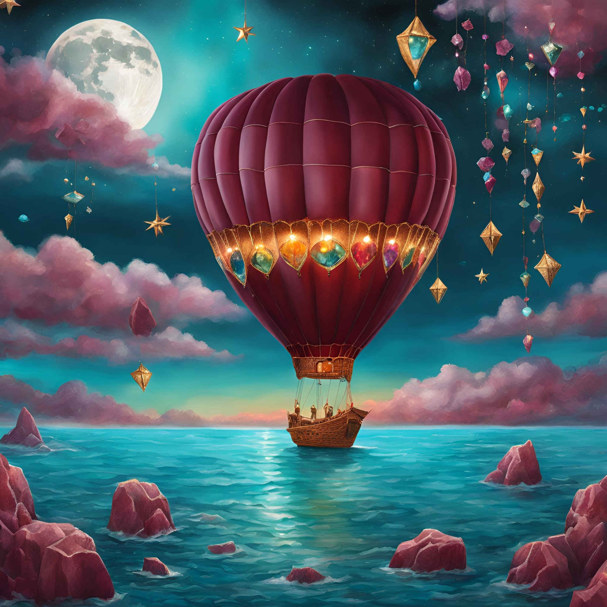 Fantasy Burgundy Hot Air Balloon