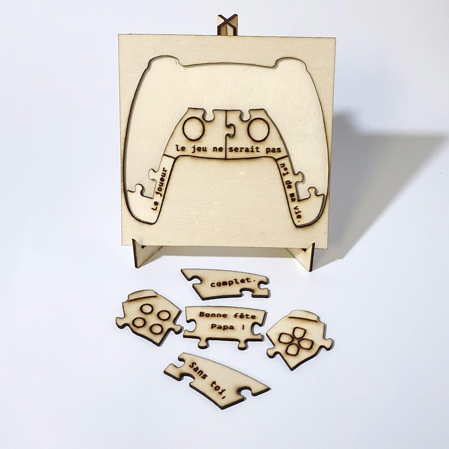 Puzzle en bois personnalisé Manette – Gravure sur mesure – Cadeau geek unique – Présenté dans une boîte cadeau – Idée cadeau originale anniversaire, fête des pères, gamer, remerciement