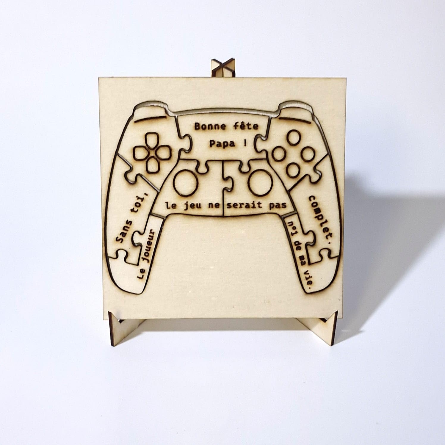 Puzzle en bois personnalisé Manette – Gravure sur mesure – Cadeau geek unique – Présenté dans une boîte cadeau – Idée cadeau originale anniversaire, fête des pères, gamer, remerciement