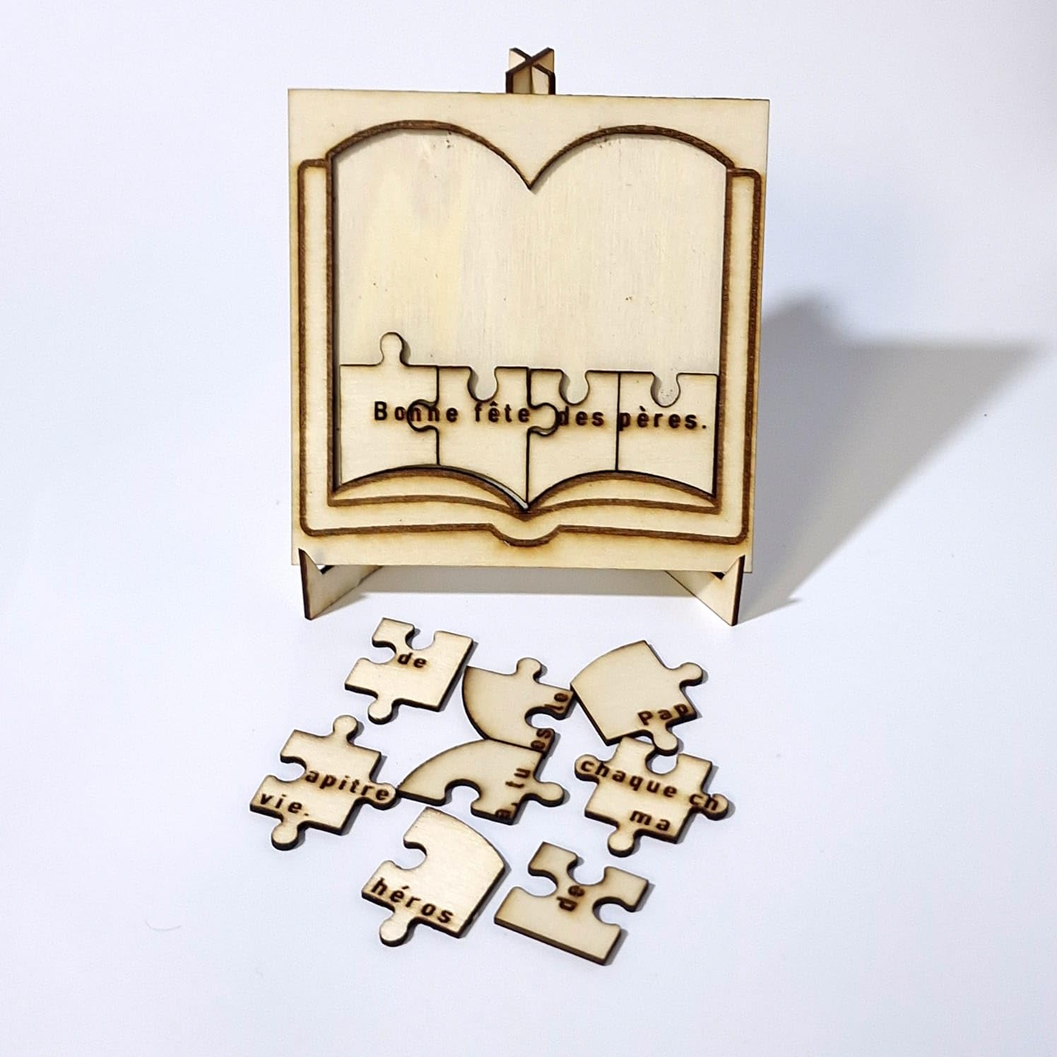 Puzzle en bois personnalisé Livre ouvert – Gravure sur mesure – Cadeau unique – Présenté dans une boîte cadeau – Idée cadeau originale anniversaire, fête des pères, remerciement