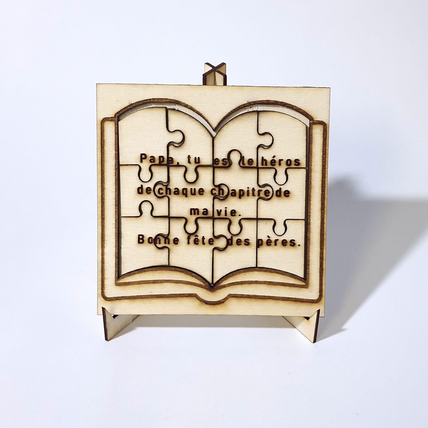 Puzzle en bois personnalisé Livre ouvert – Gravure sur mesure – Cadeau unique – Présenté dans une boîte cadeau – Idée cadeau originale anniversaire, fête des pères, remerciement