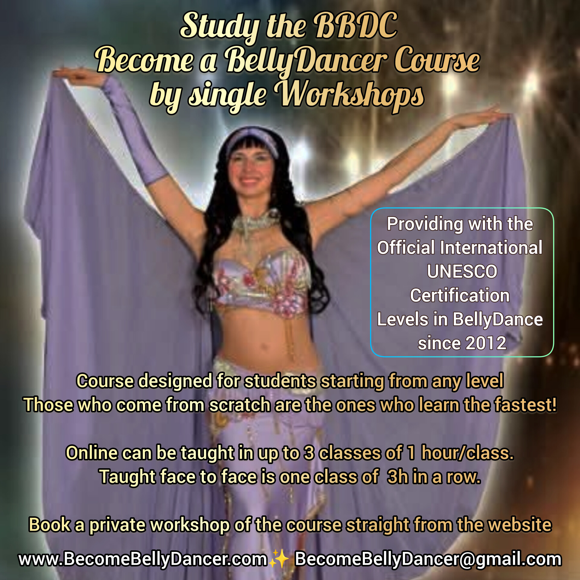 Book a 3h Workshop of the BBDC Belly Dancer Course