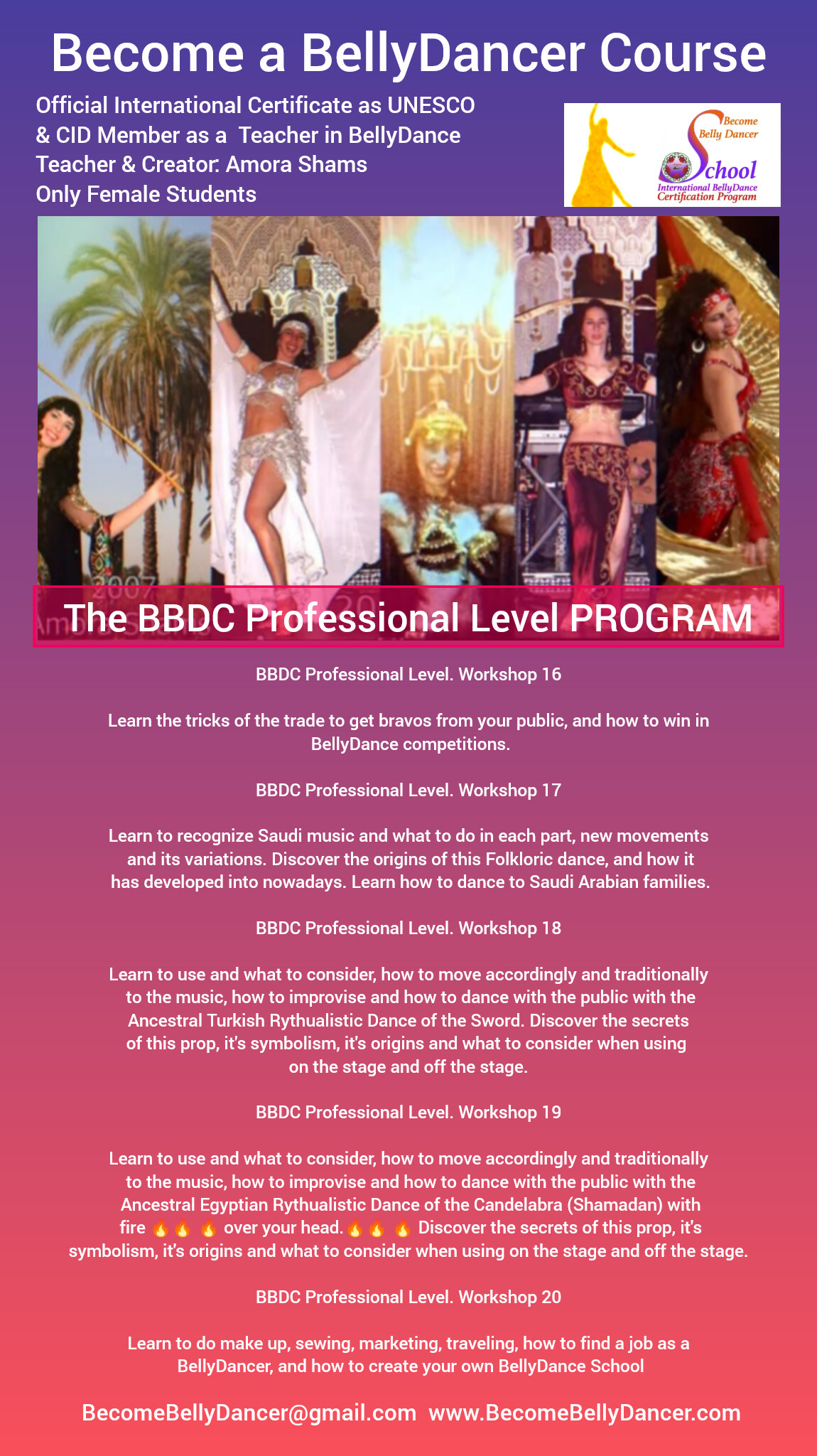 7 weeks Professional Level BBDC Become a BellyDancer Course 