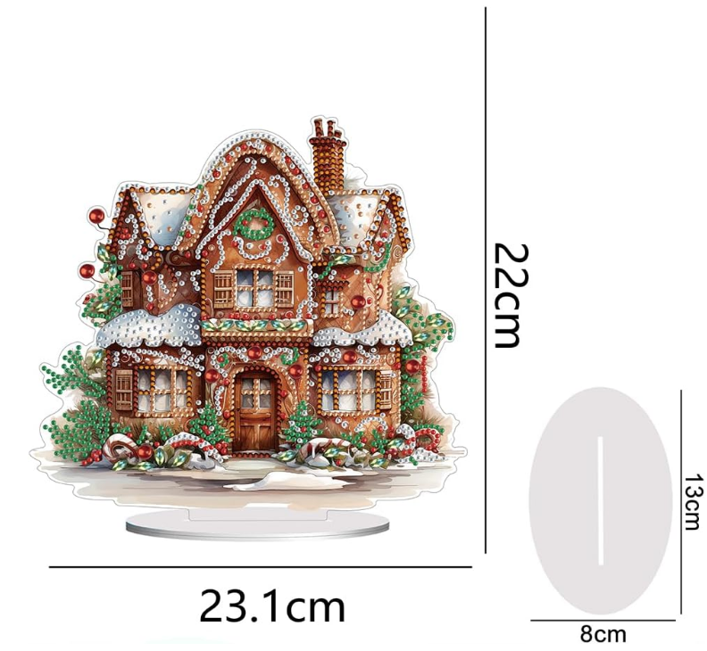 Crystal Diamond Art Kits Table Ornaments Christmas Cabin Special Shape Diamond Art Table Decor Christmas Crystal Painting Desktop Kit for Home Office Desktop Decor