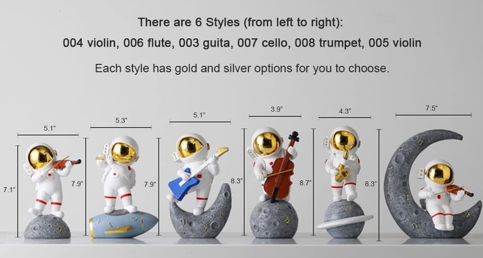 Figurine Home Decor Resin Astronaut Statue Collectible Spaceman Sculpture Decorative Music Ornament for Desktop Bookshelf Office Living Room