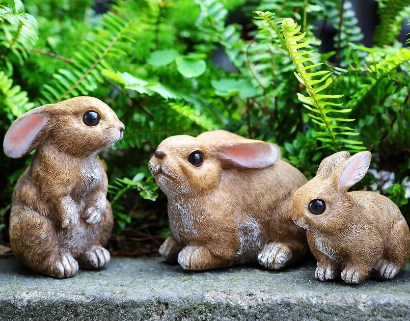 Bunny Decor Yard Decorations Outdoor Set of 3, Bunny Decorations for Home Garden Outdoor Statues, Easter Rabbit Figurines mom Gifts