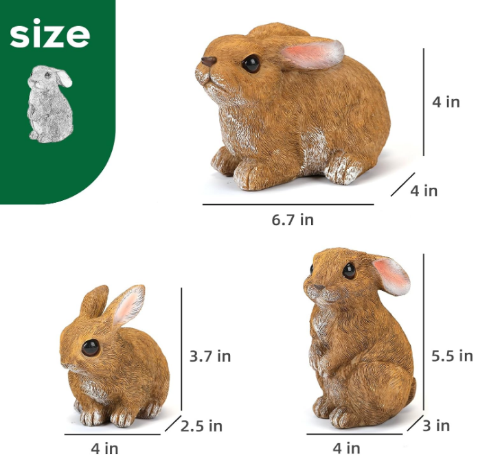 Bunny Decor Yard Decorations Outdoor Set of 3, Bunny Decorations for Home Garden Outdoor Statues, Easter Rabbit Figurines mom Gifts