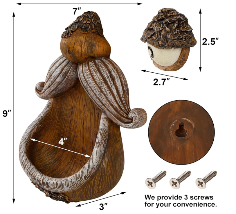 Tree Face Decor Bird Feeder Outdoor, Eyes Glow in Dark Fun Old Man Tree Hugger Sculpture Yard Art Garden Lawn Ornament Decoration