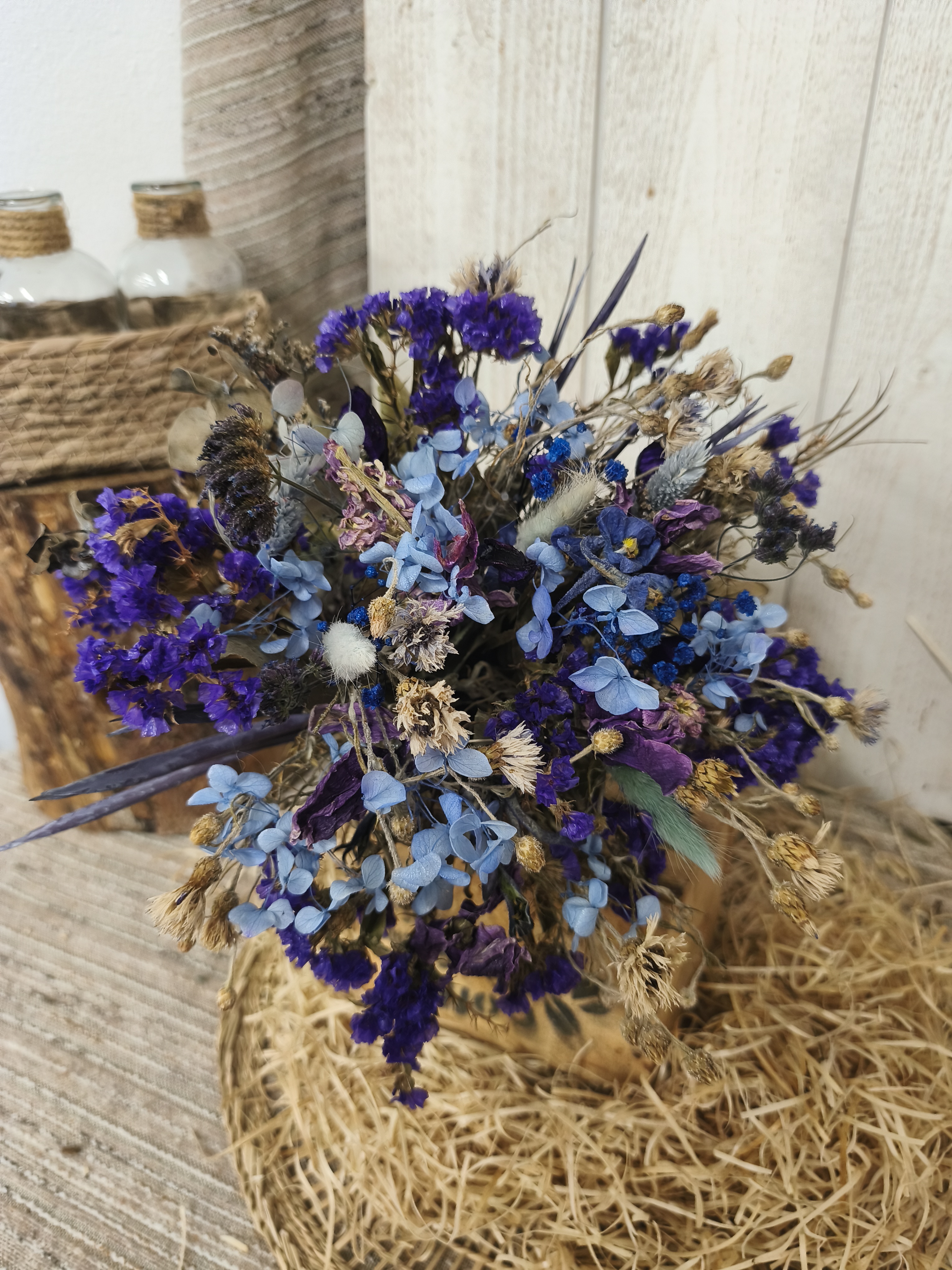 Bouquet de fleurs séchées "Bleu océan"