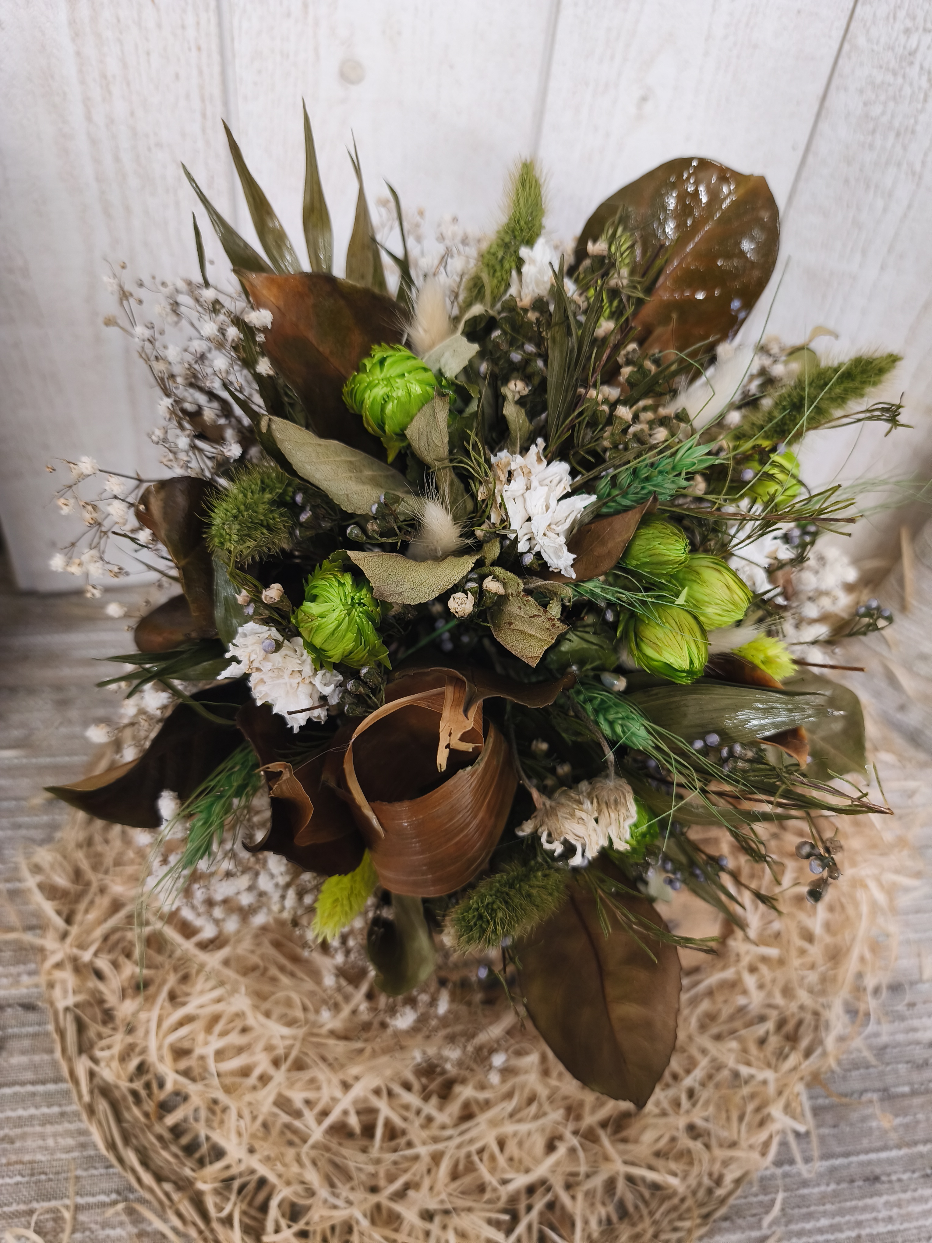 Bouquet de fleurs séchées " Émeraude "