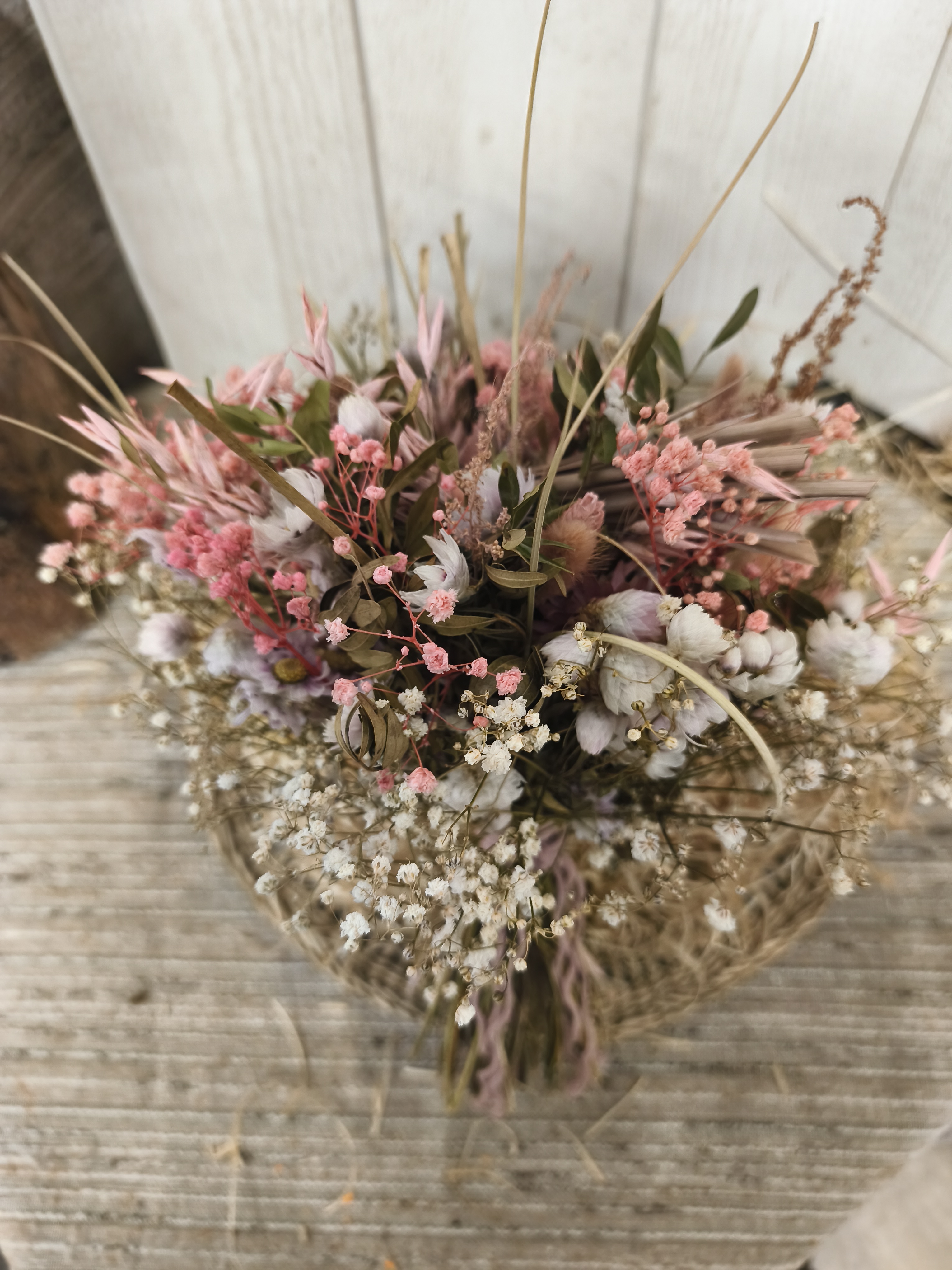 Bouquet de fleurs séchées '' Rose tendresse"