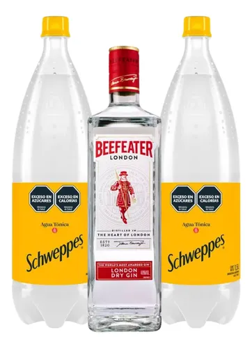 Beefeater Gin 750ml + 2 Schweppes Agua Tónica 1,5l