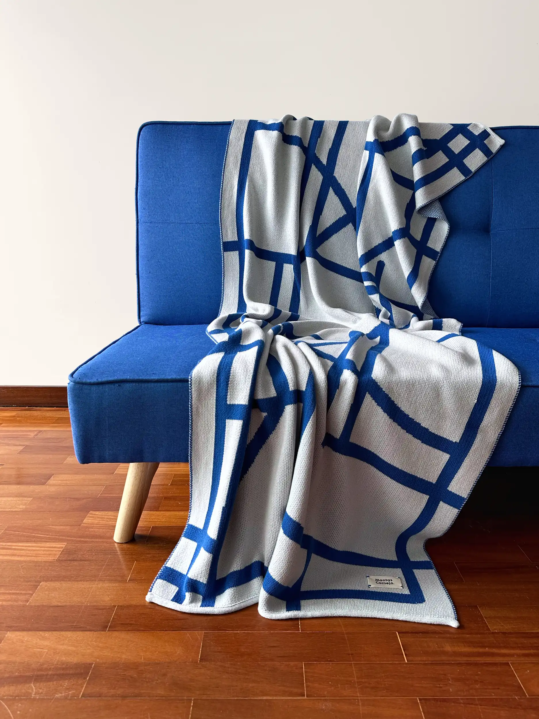 BRUTALISM THROW BLANKET BLUE