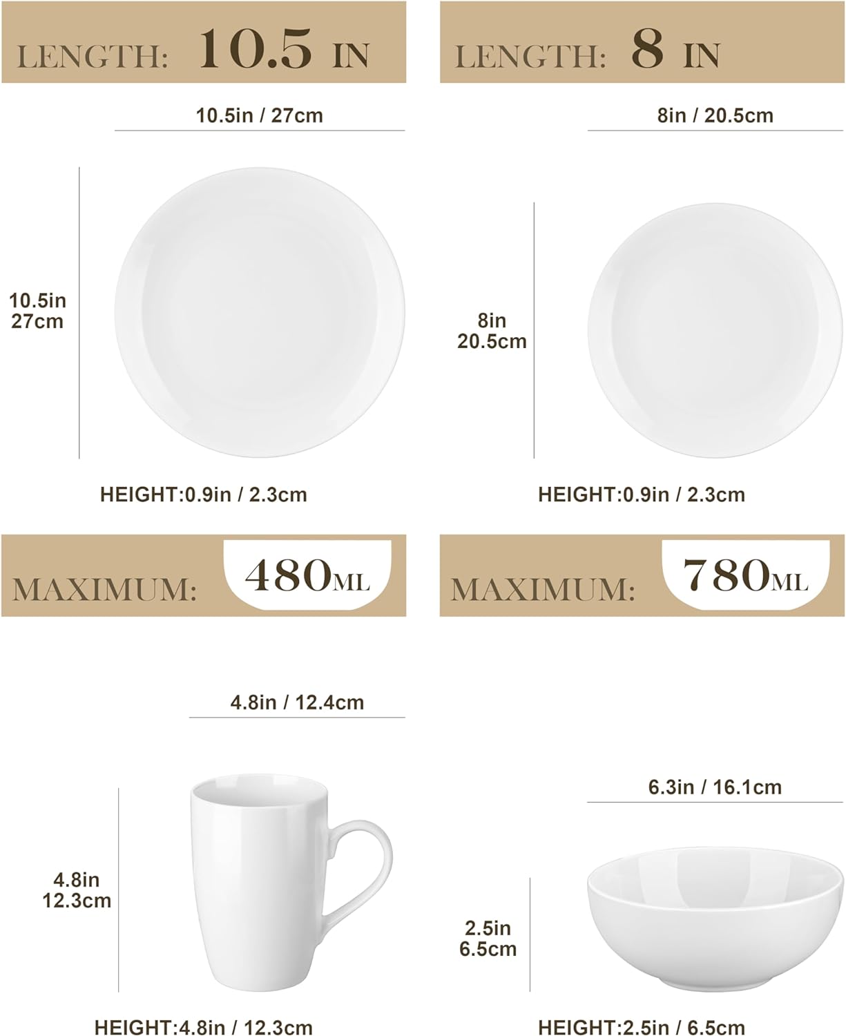 16-piece porcelain cup set, serving 4 people