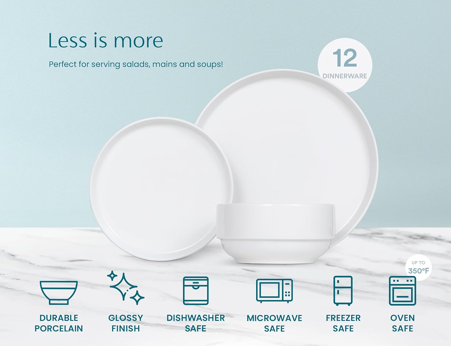 Ellipse porcelain set, 12 pieces, serves 4 people