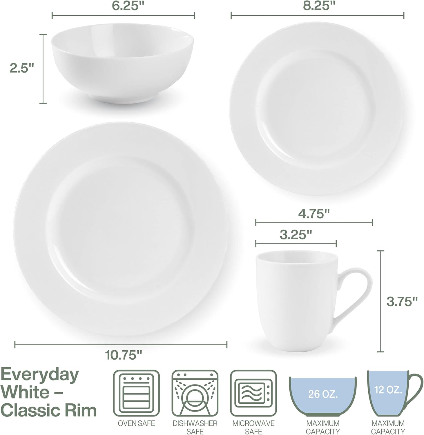 Reem porcelain set 16 pieces, serves 4 people