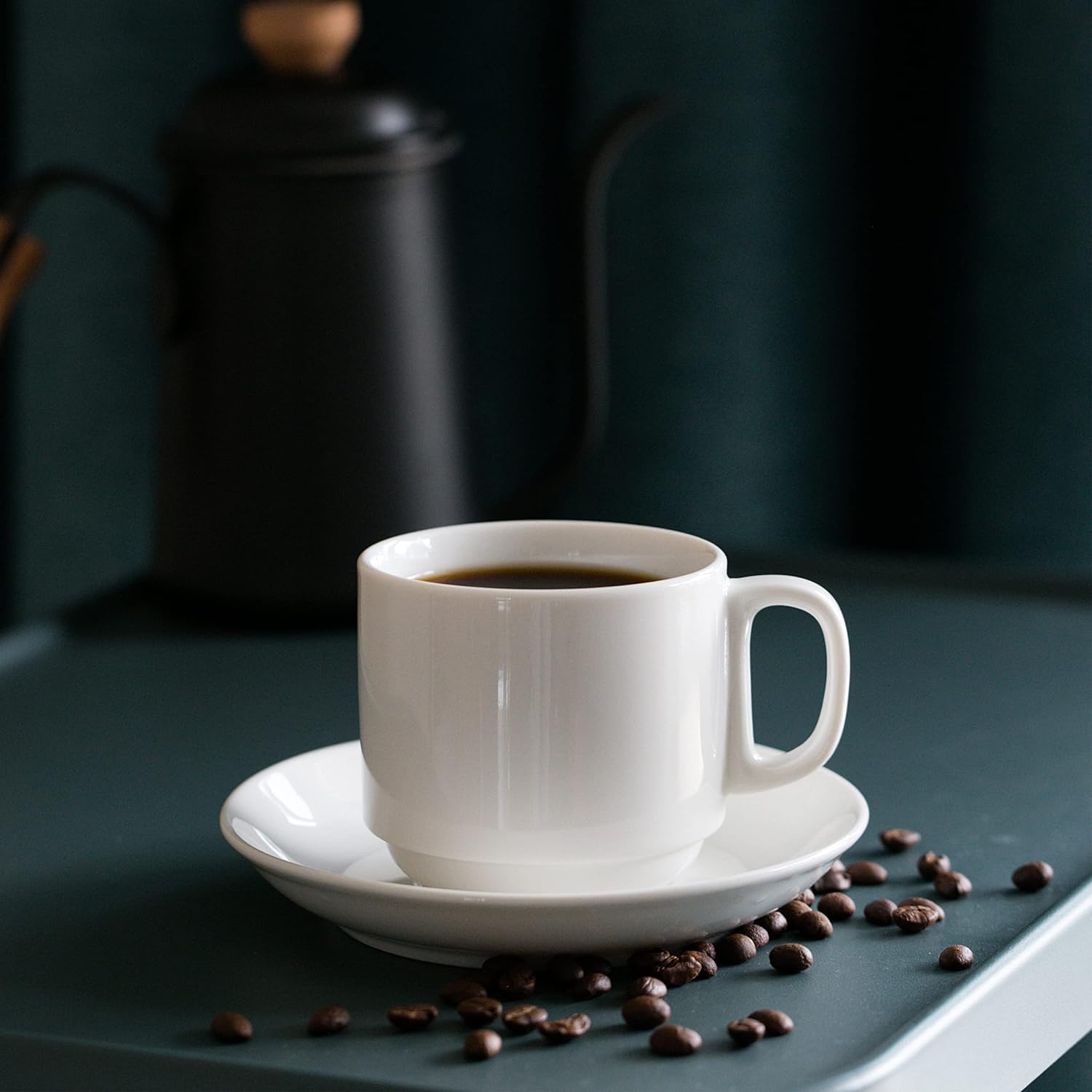 Coffee cups, porcelain, white, 6 pieces