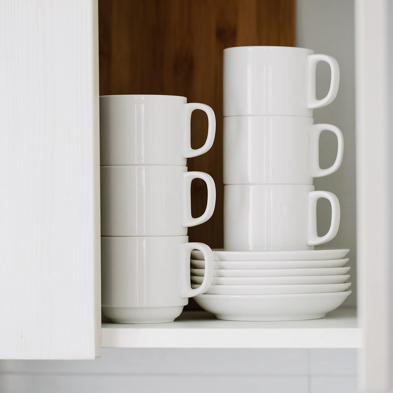 Coffee cups, porcelain, white, 6 pieces